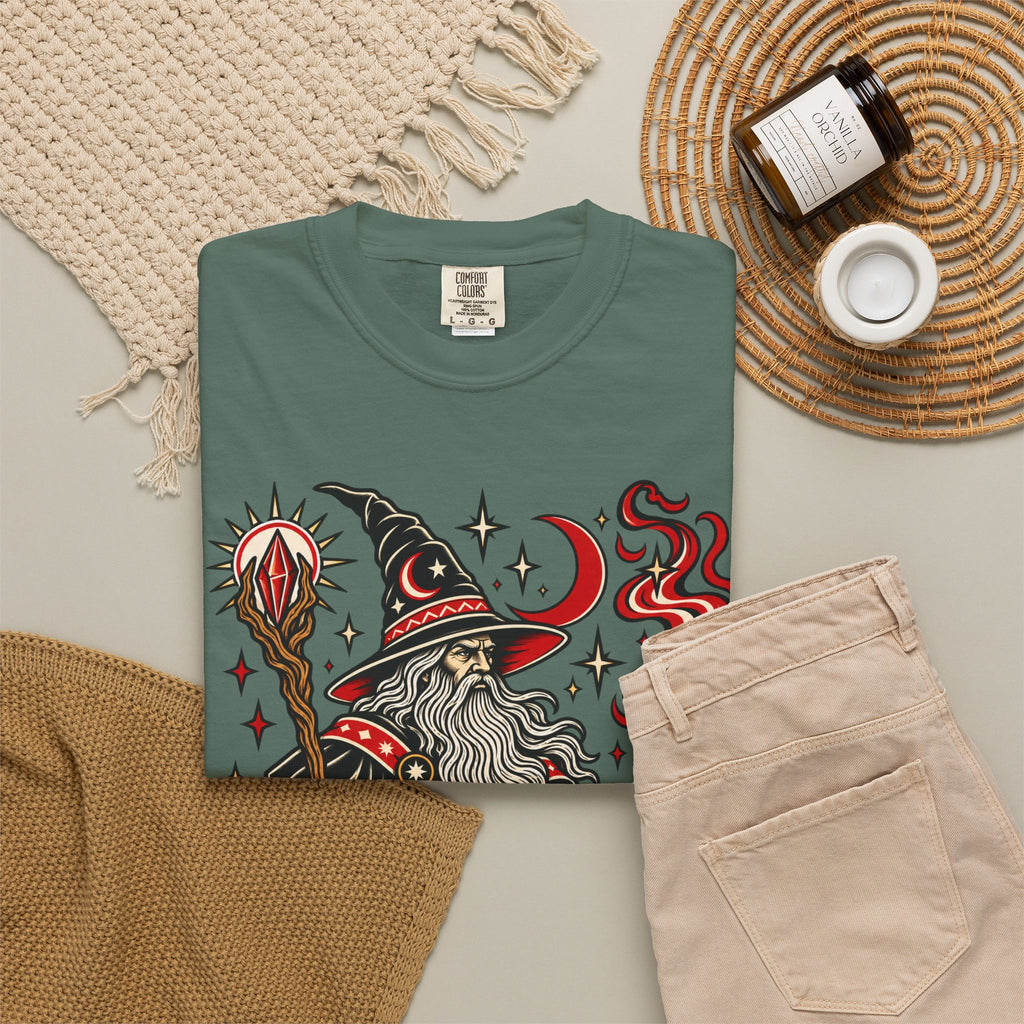 Fire Wizard Tattoo Flash T Shirt