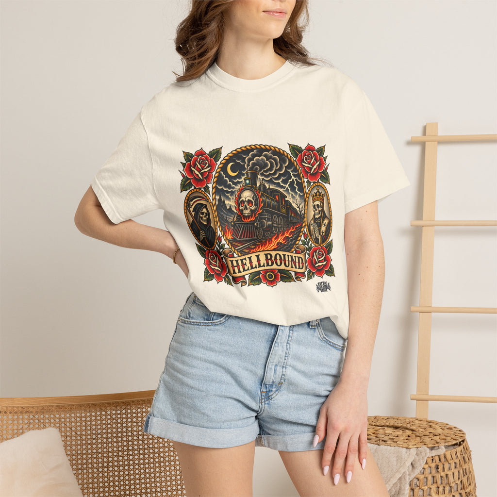 Hellbound Skull Train Tattoo Flash T-Shirt
