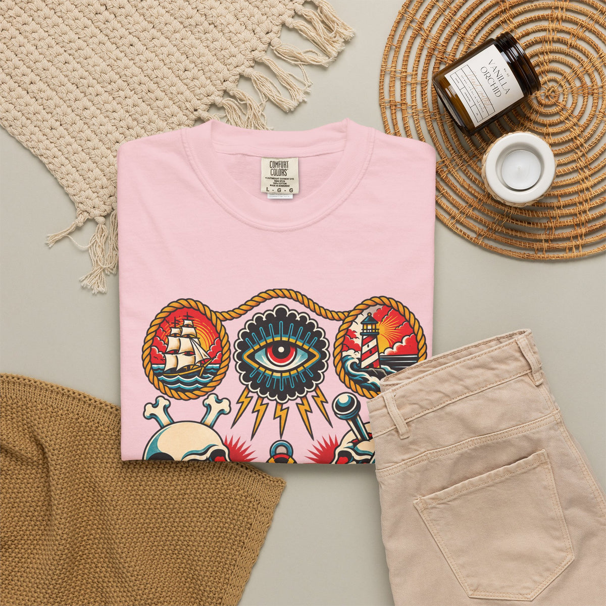 American Traditional Tattoo Flash Sheet T-Shirt