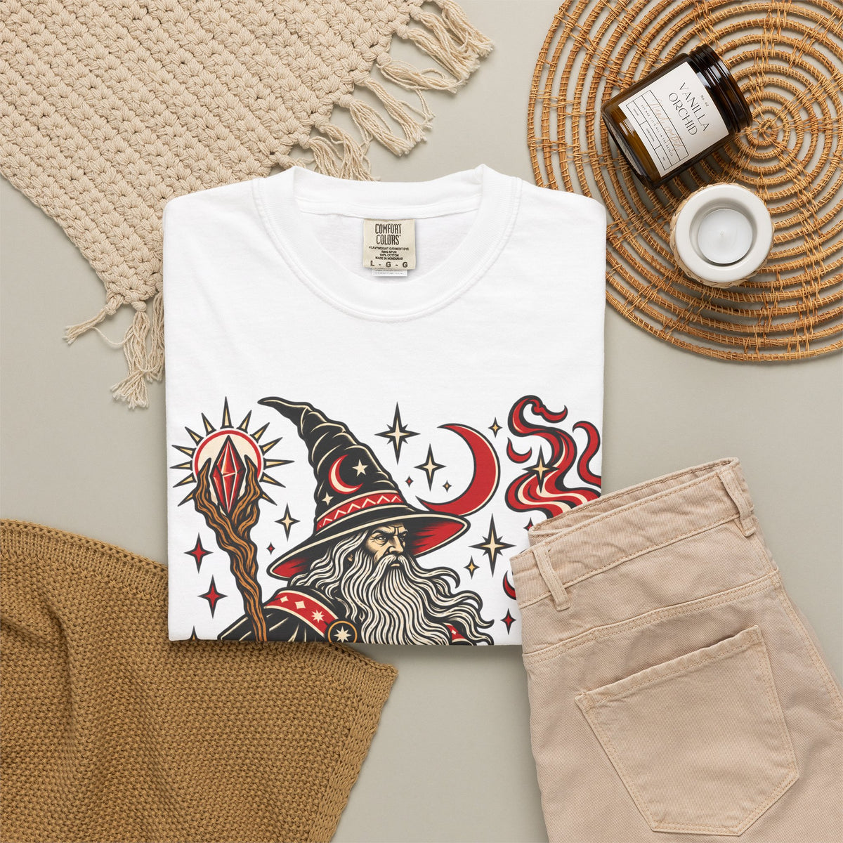 Fire Wizard Tattoo Flash T Shirt