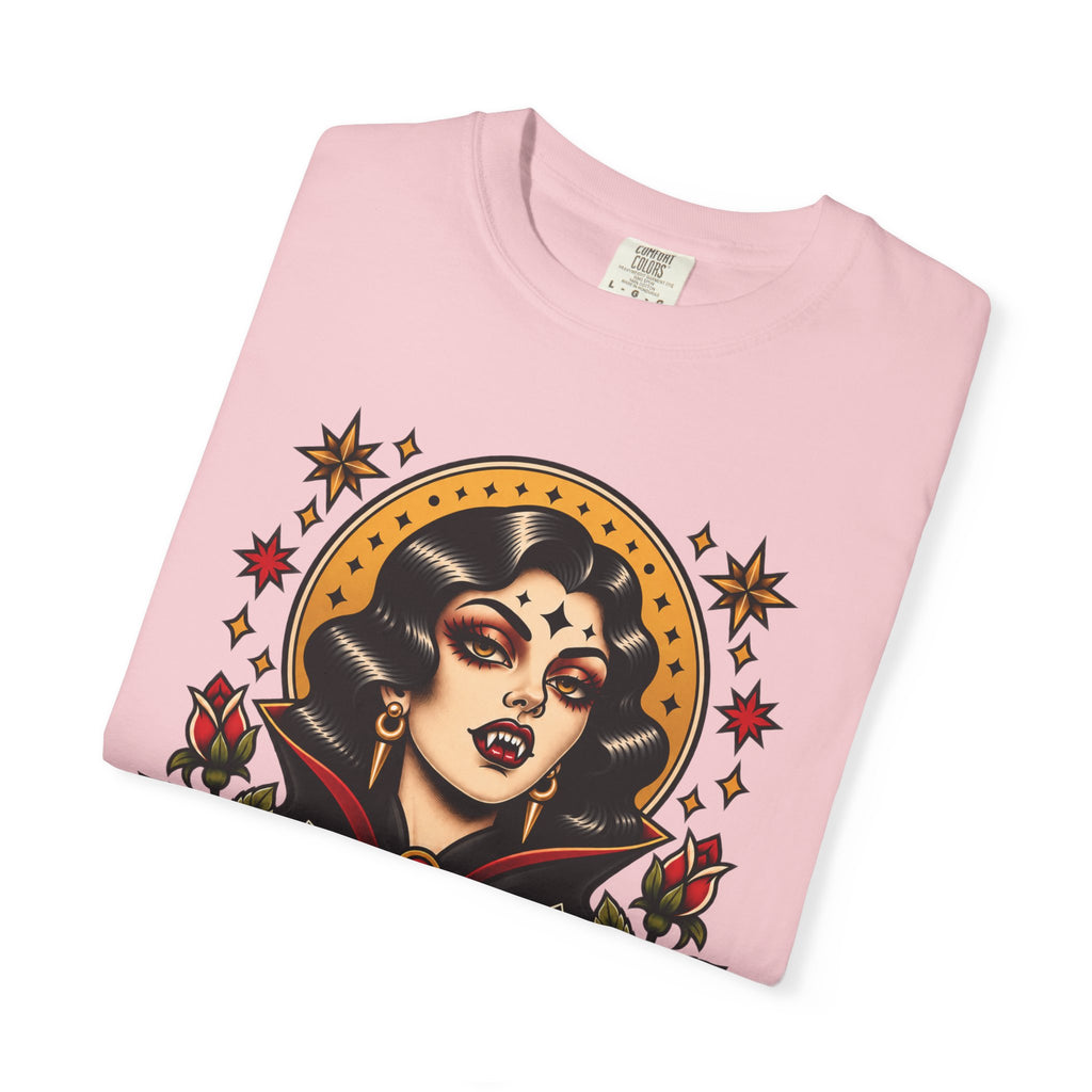 Vampire Woman & Black Cat Tattoo Flash T‑Shirt