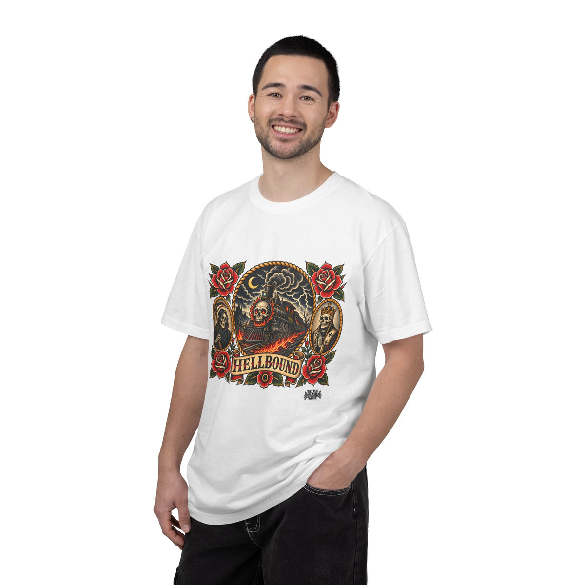 Hellbound Skull Train Tattoo Flash T-Shirt