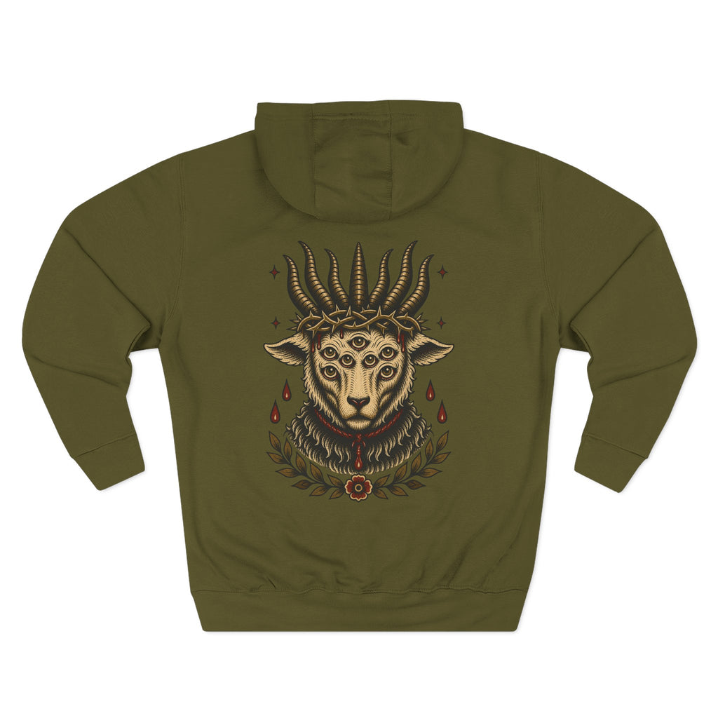 Sacrificial Lamb Tattoo Flash Pullover Hoodie (Back Design)