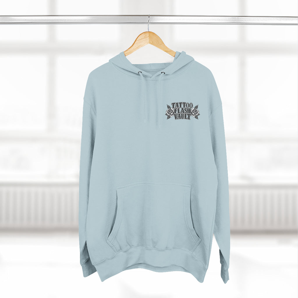 Rabbit Witch Tattoo Flash Pullover Hoodie (Back Design)