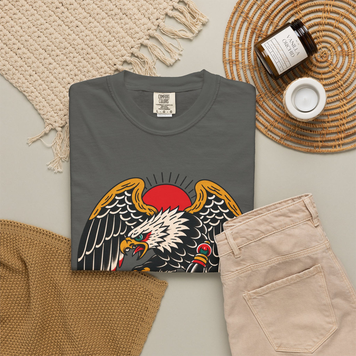 American Traditional Eagle & Skull Tattoo Flash T-Shirt