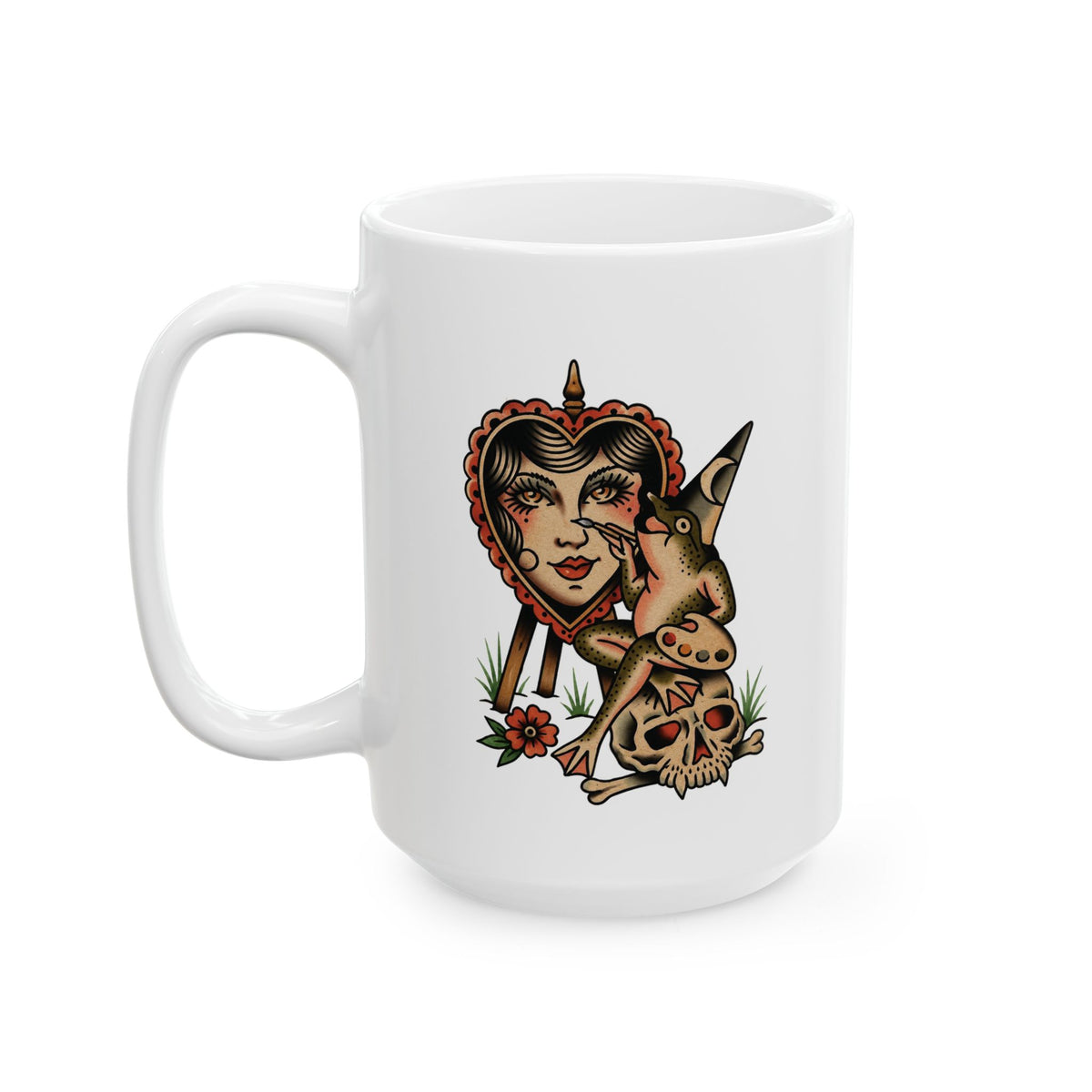 Frog Painter Tattoo Flash Ceramic Coffee Cup