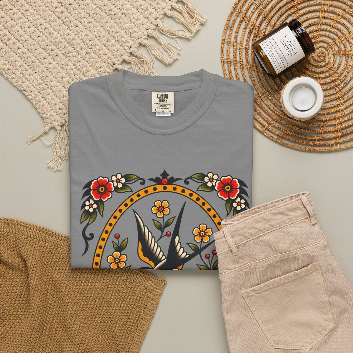 Swallow & Rose Tattoo Flash T-Shirt