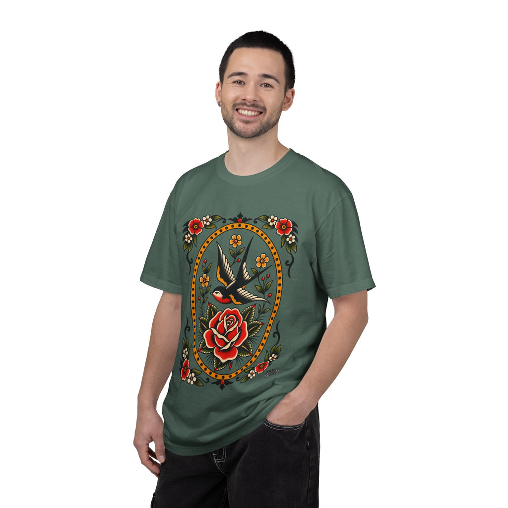 Swallow & Rose Tattoo Flash T-Shirt