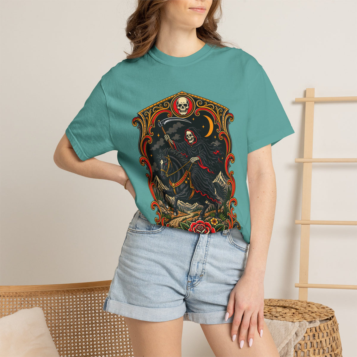 Grim Reaper Horseman Tattoo Flash T-Shirt
