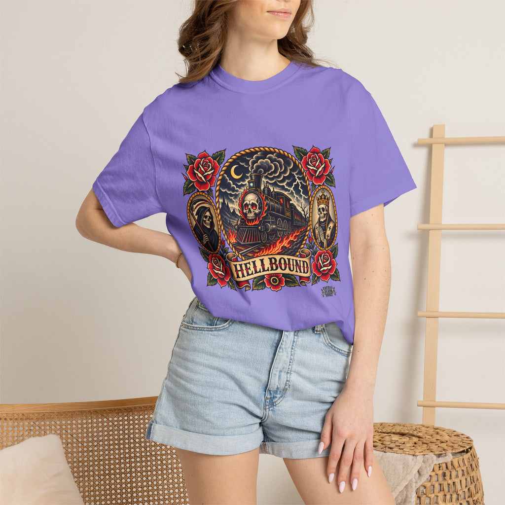 Hellbound Skull Train Tattoo Flash T-Shirt