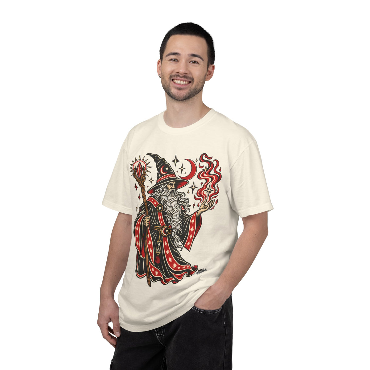 Fire Wizard Tattoo Flash T Shirt
