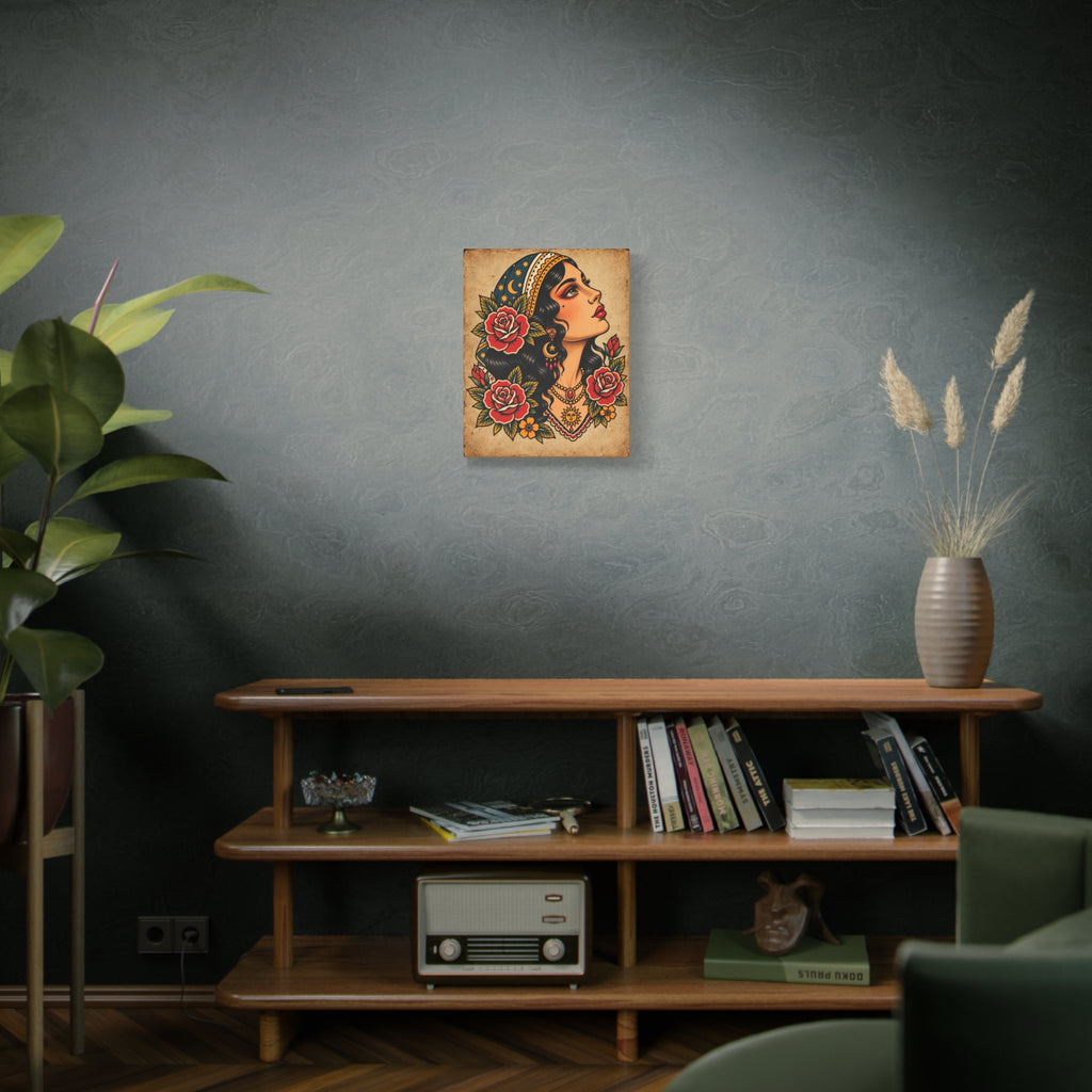 Gypsy Woman Tattoo Flash Canvas Wall Art