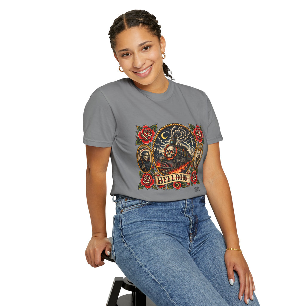 Hellbound Skull Train Tattoo Flash T-Shirt