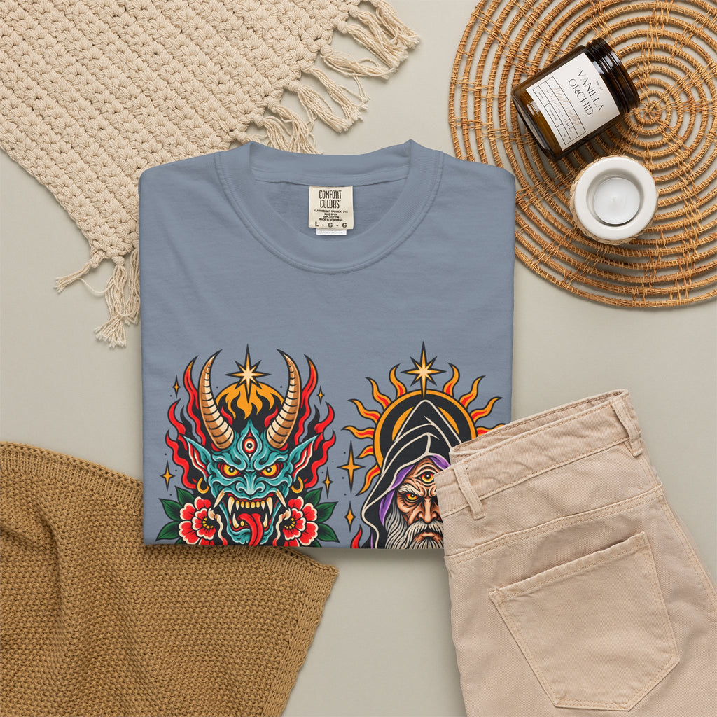 Wizard, Oni and Skull Tattoo Flash T-Shirt
