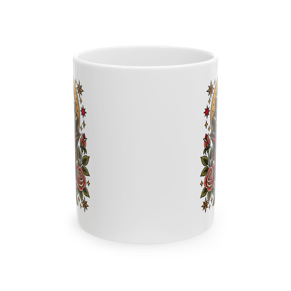Vampire Woman & Black Cat Tattoo Flash Coffee Mug (11oz & 15oz)