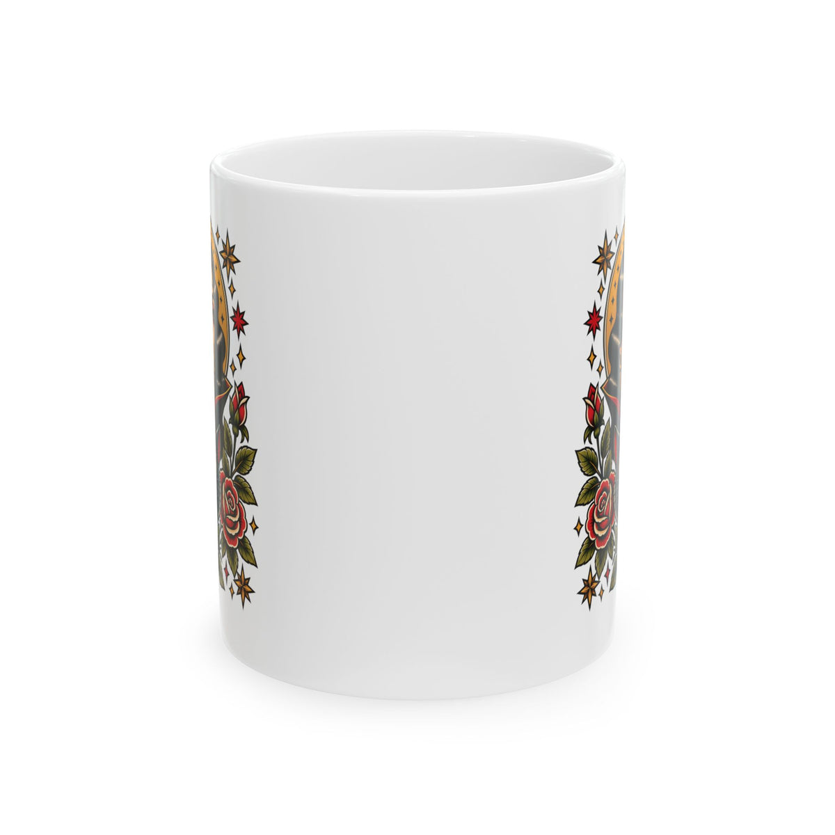 Vampire Woman & Black Cat Tattoo Flash Coffee Mug (11oz & 15oz)
