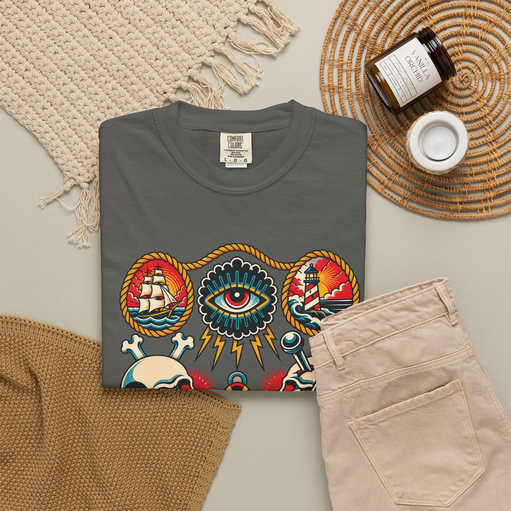 American Traditional Tattoo Flash Sheet T-Shirt