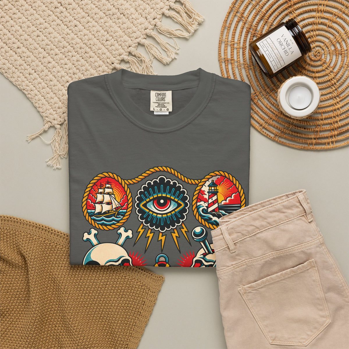 American Traditional Tattoo Flash Sheet T-Shirt