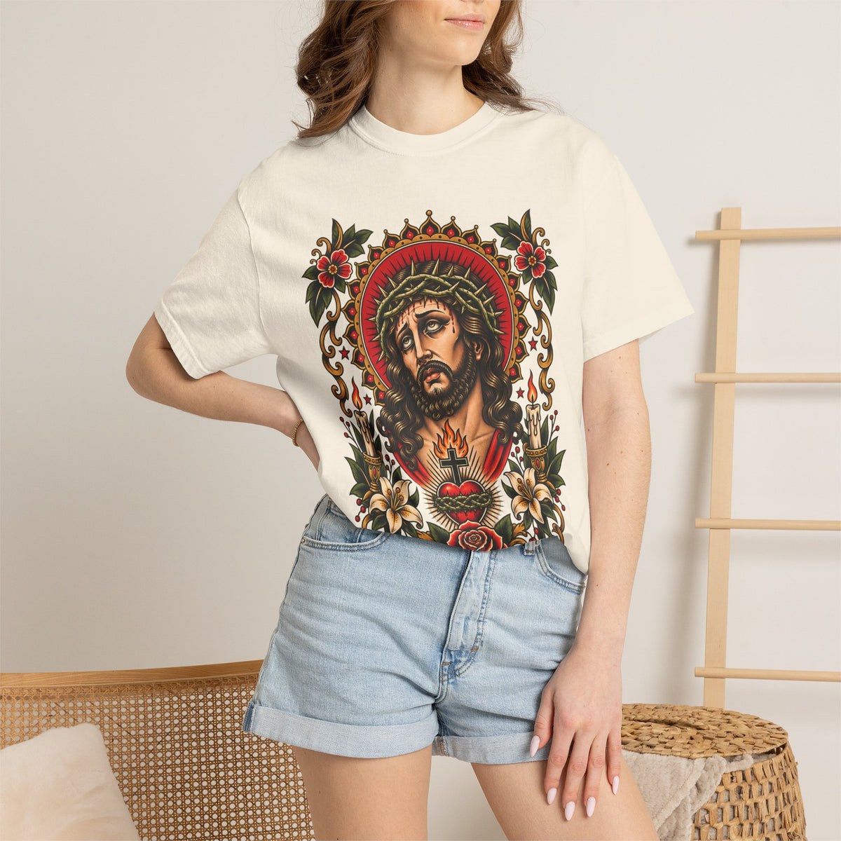 Jesus Sacred Heart Tattoo Flash T-Shirt