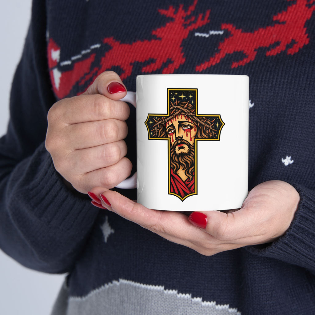 Matthew 11:28 Jesus Cross Tattoo Flash Coffee Mug (11oz & 15oz)