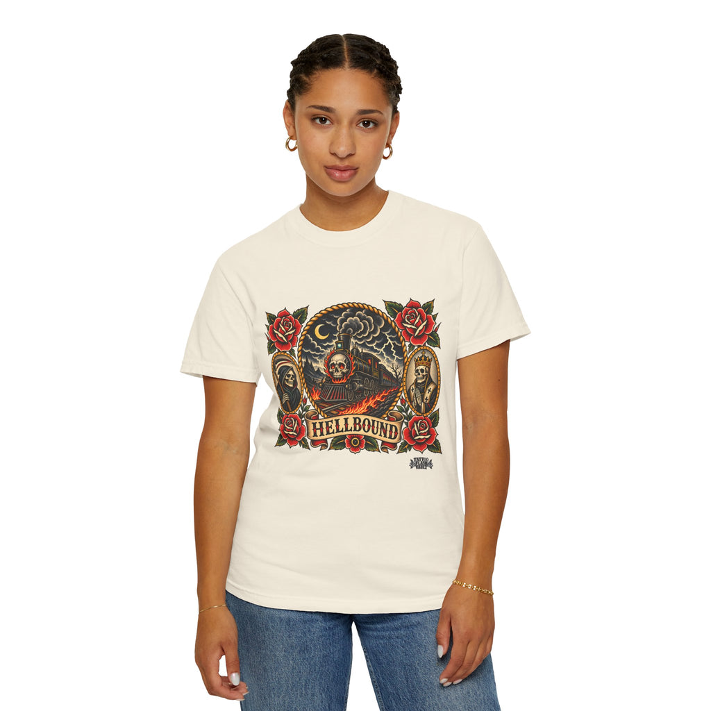Hellbound Skull Train Tattoo Flash T-Shirt
