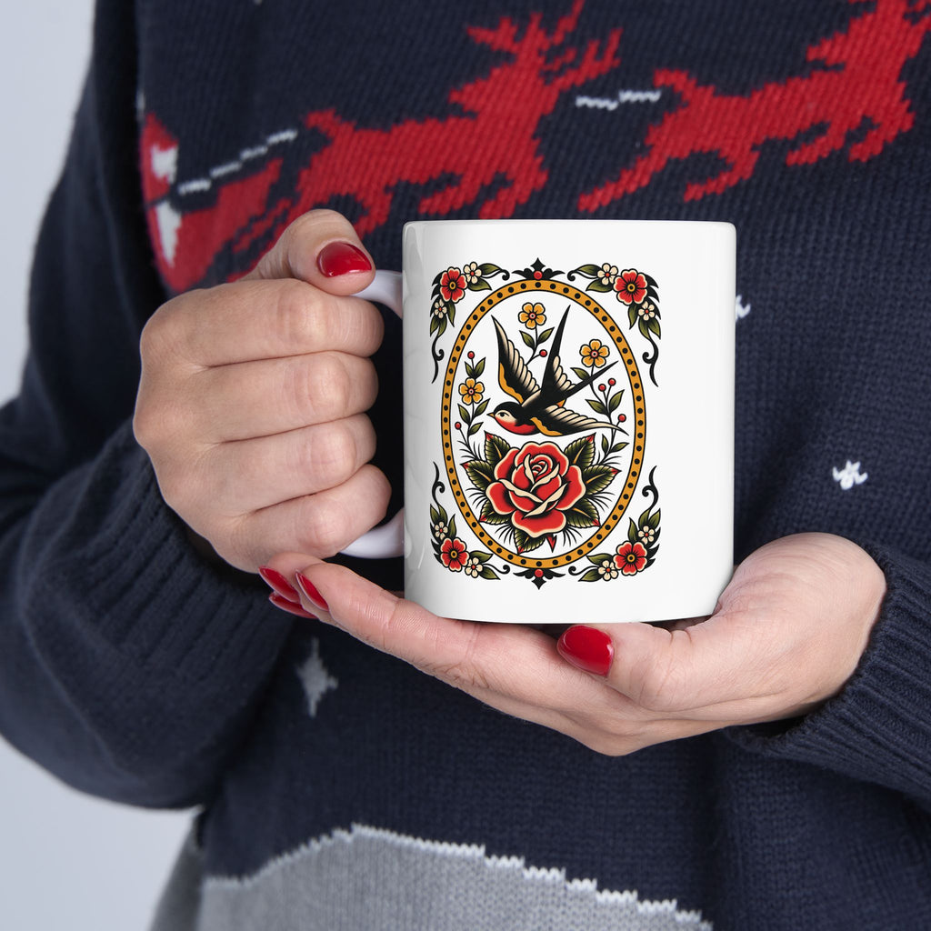 American Traditional Swallow Tattoo Flash Coffee Mug (11oz & 15oz)