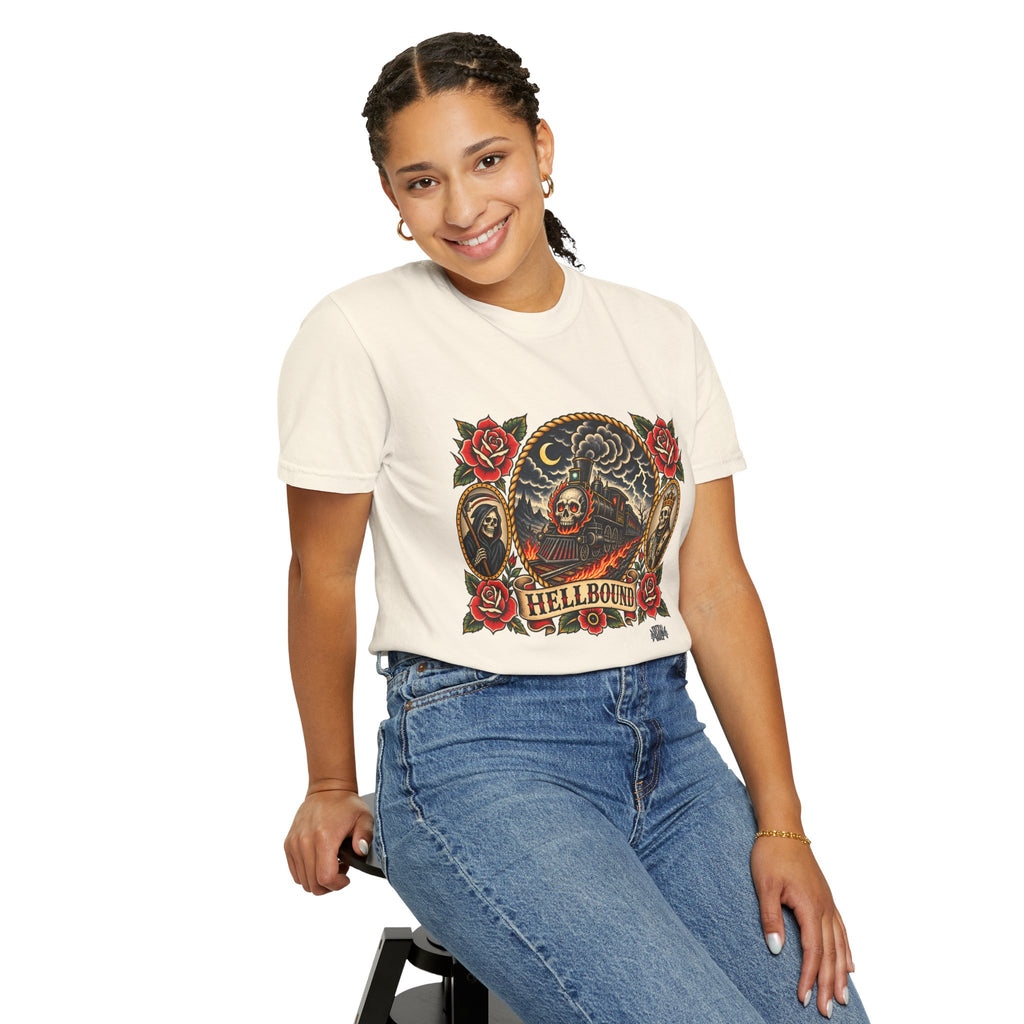 Hellbound Skull Train Tattoo Flash T-Shirt