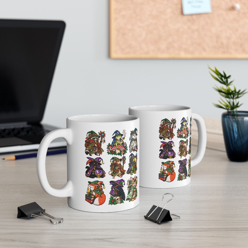 Woodland Witches & Wizards Tattoo Flash Ceramic Coffee Mug (11oz, 15oz)