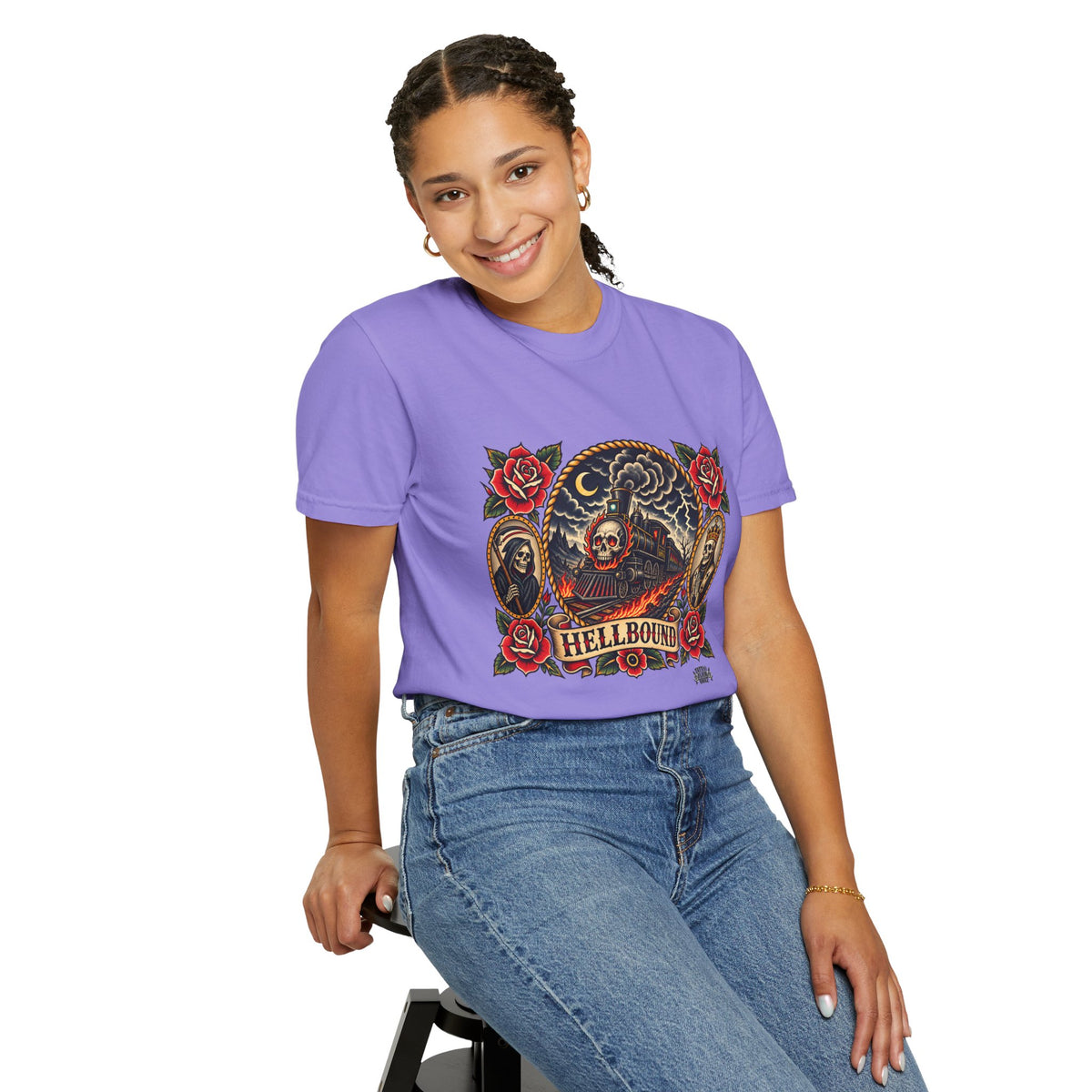 Hellbound Skull Train Tattoo Flash T-Shirt