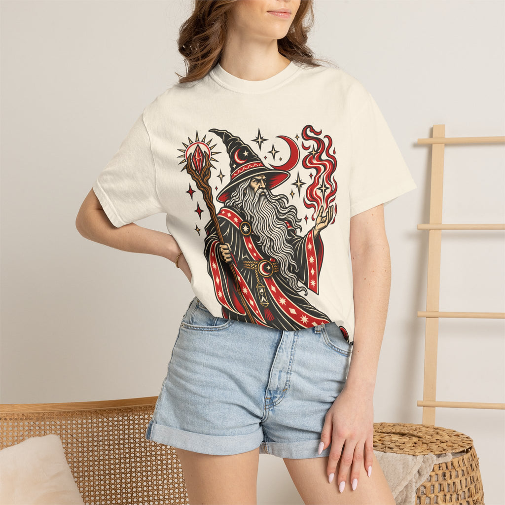 Fire Wizard Tattoo Flash T Shirt
