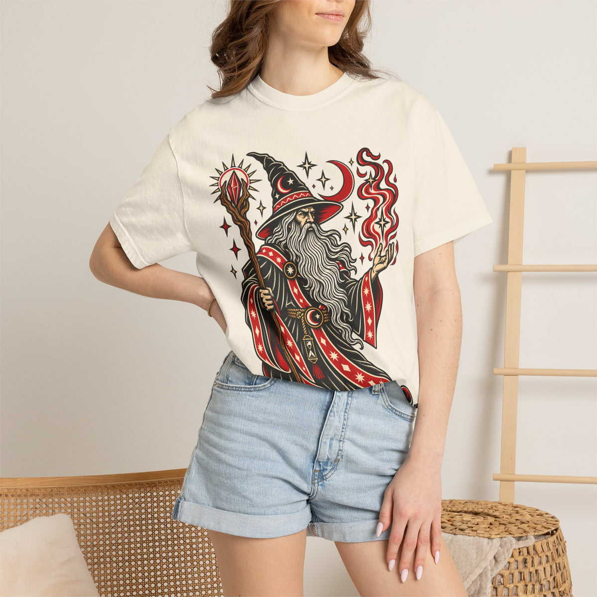 Fire Wizard Tattoo Flash T Shirt