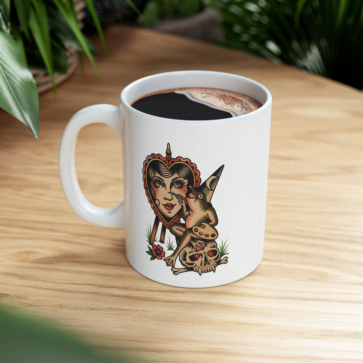 Frog Painter Tattoo Flash Ceramic Coffee Cup