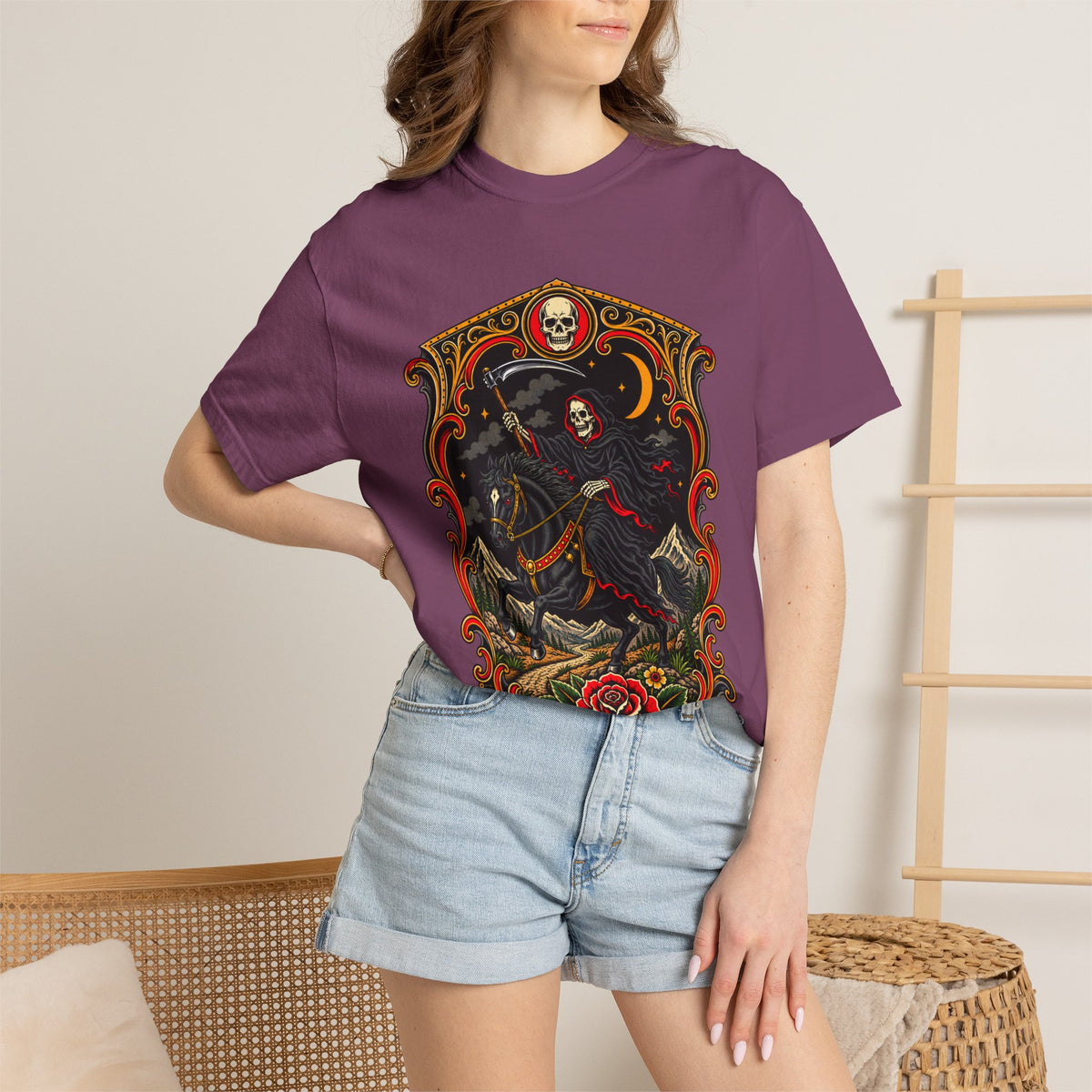 Grim Reaper Horseman Tattoo Flash T-Shirt