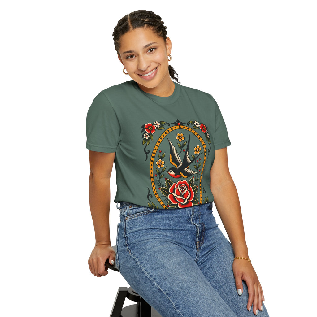 Swallow & Rose Tattoo Flash T-Shirt