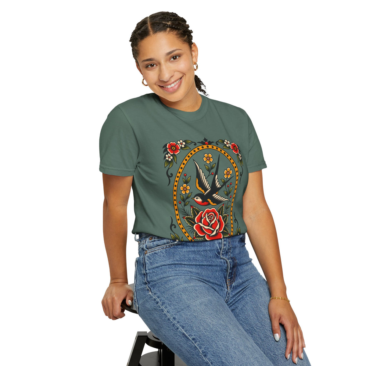 Swallow & Rose Tattoo Flash T-Shirt