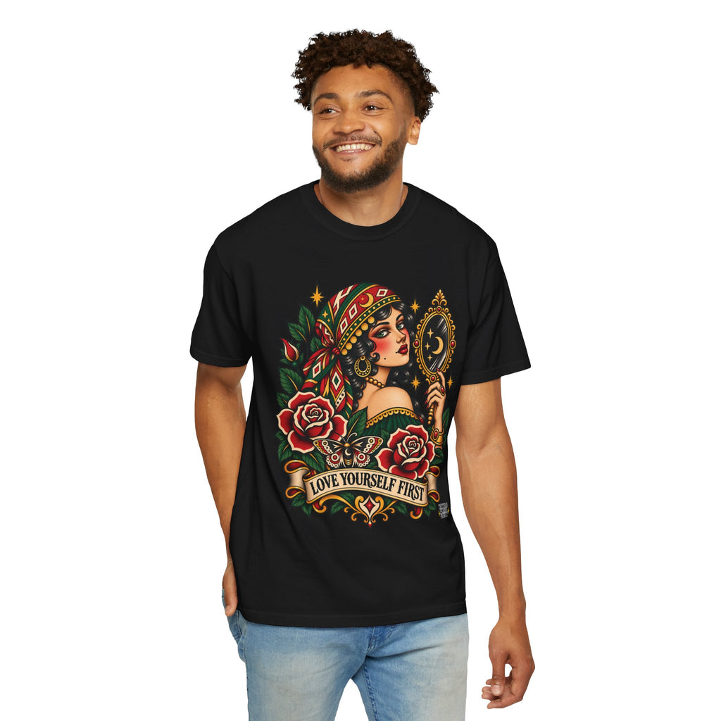 Love Yourself First Gypsy Woman Tattoo Flash Sheet T-Shirt