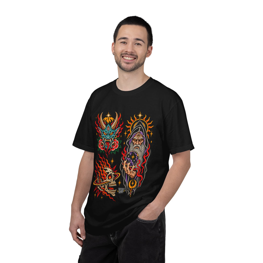 Wizard, Oni and Skull Tattoo Flash T-Shirt