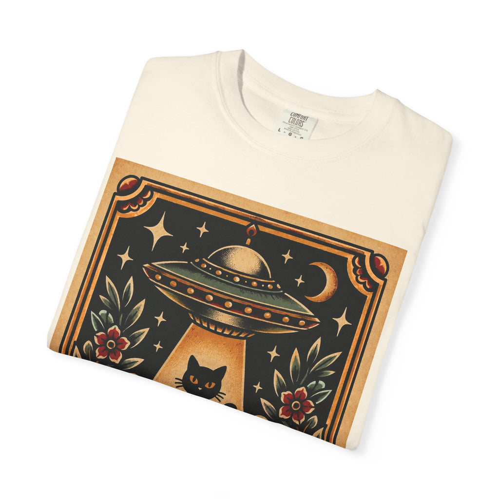 UFO & Black Cat Tattoo Flash Sheet T-Shirt