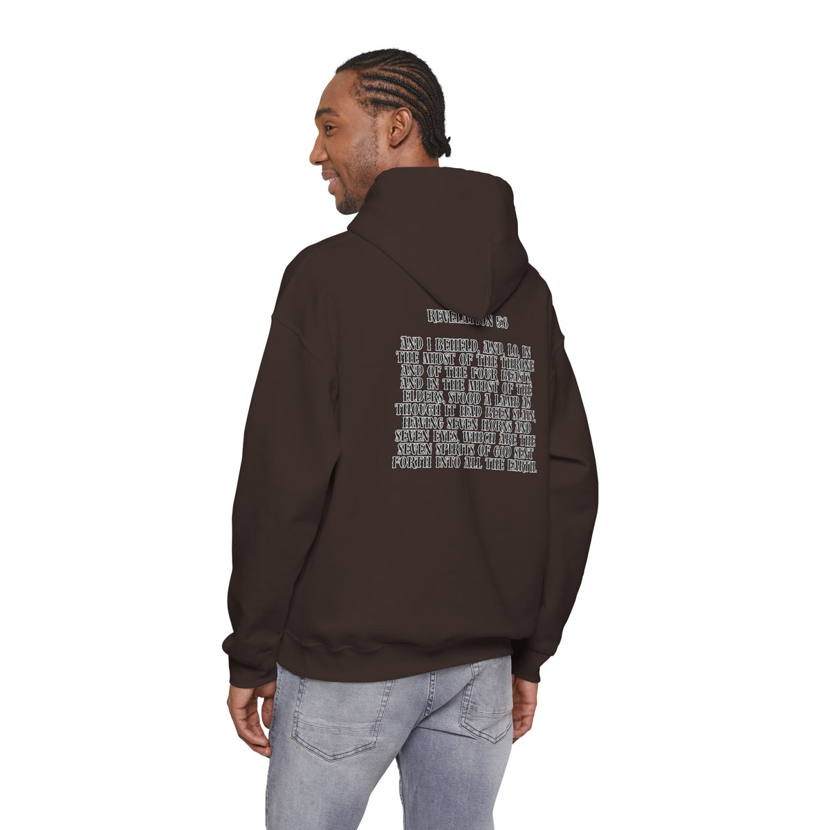 Sacrificial Lamb Hoodie with Revelation 5:6 Scripture Back Print