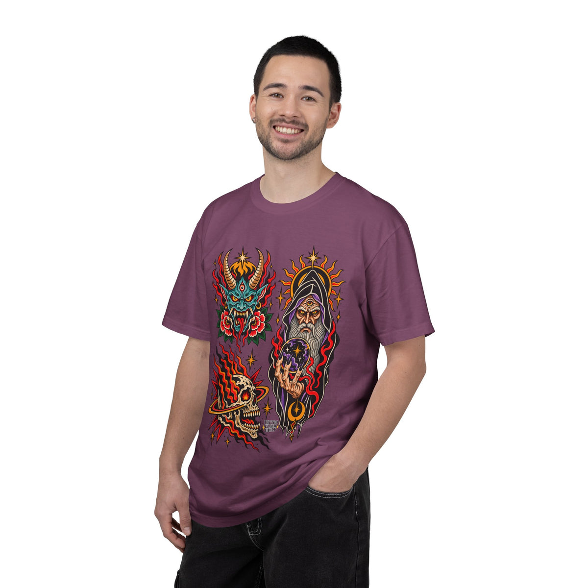 Wizard, Oni and Skull Tattoo Flash T-Shirt