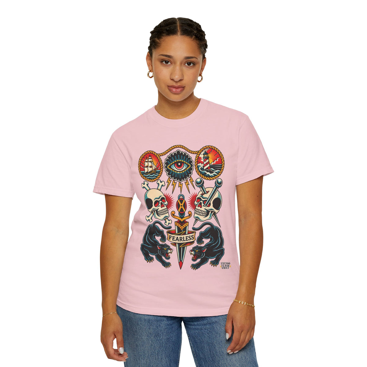 American Traditional Tattoo Flash Sheet T-Shirt