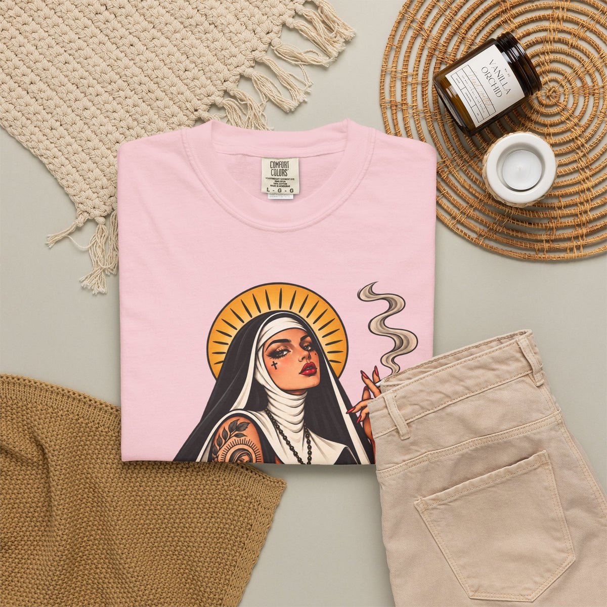 Rebel Nun Tattoo Flash T-Shirt
