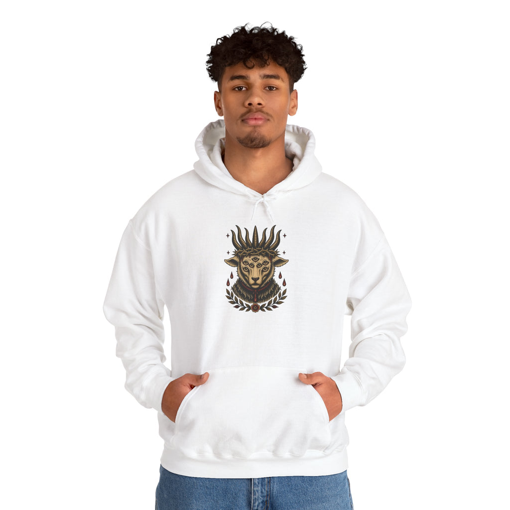 Sacrificial Lamb Hoodie with Revelation 5:6 Scripture Back Print