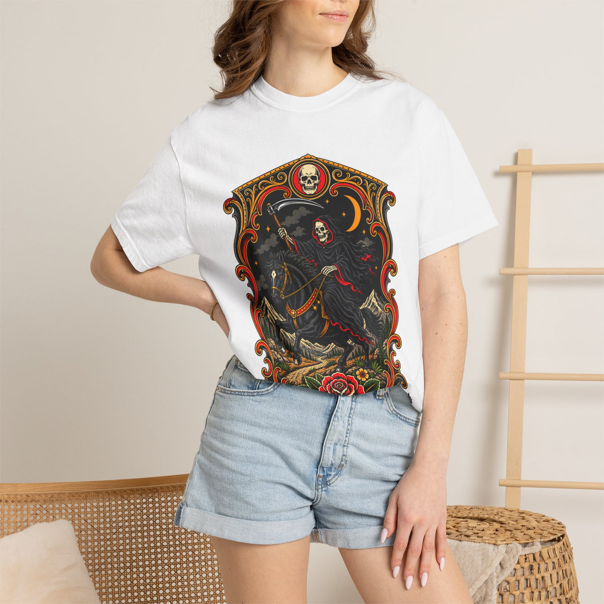 Grim Reaper Horseman Tattoo Flash T-Shirt