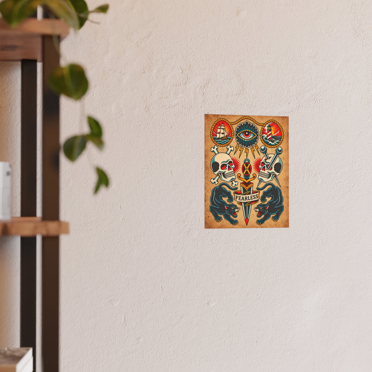 American Traditional Fearless Tattoo Flash Art Print (8x10 & 16x20)