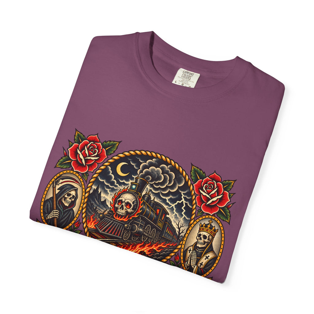 Hellbound Skull Train Tattoo Flash T-Shirt