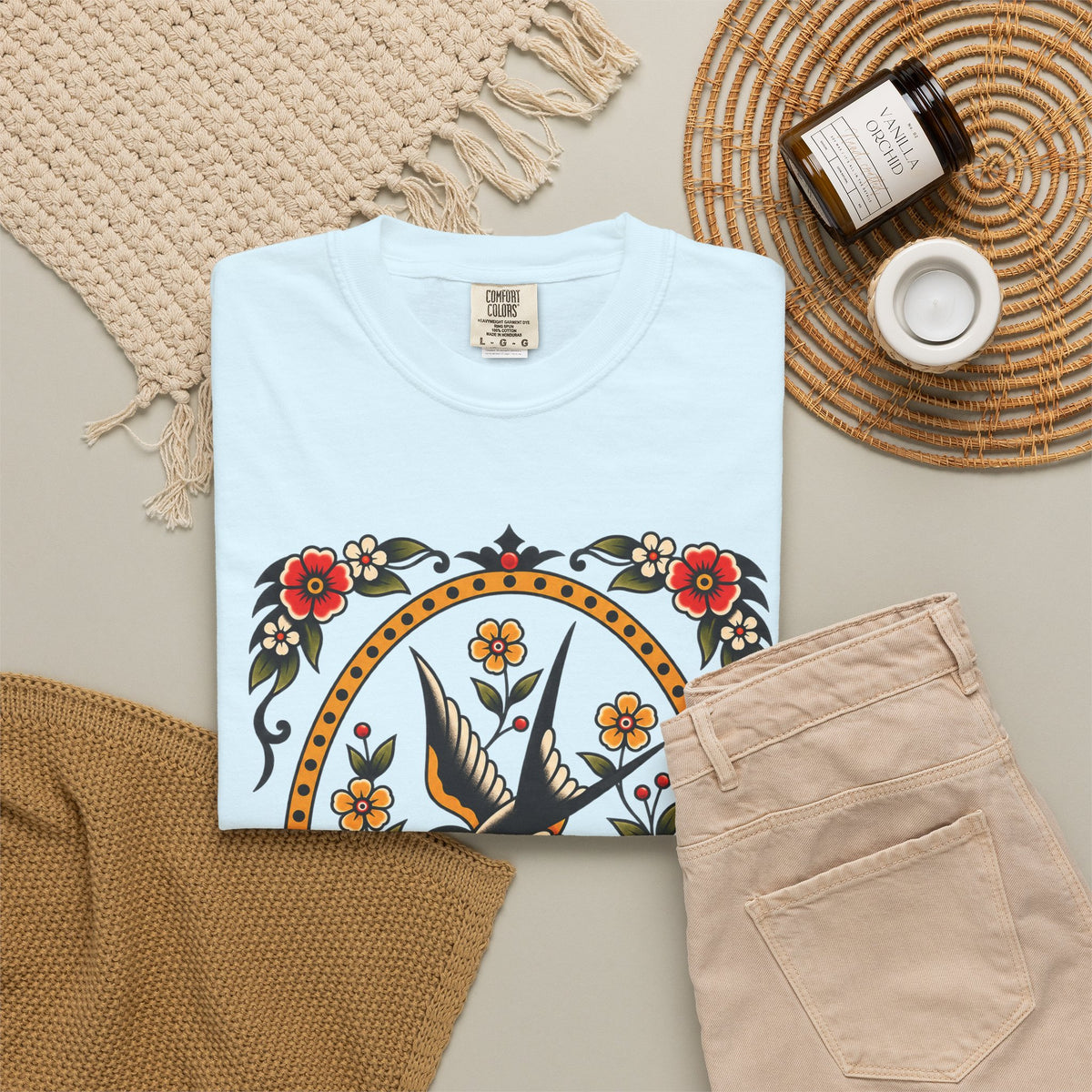 Swallow & Rose Tattoo Flash T-Shirt