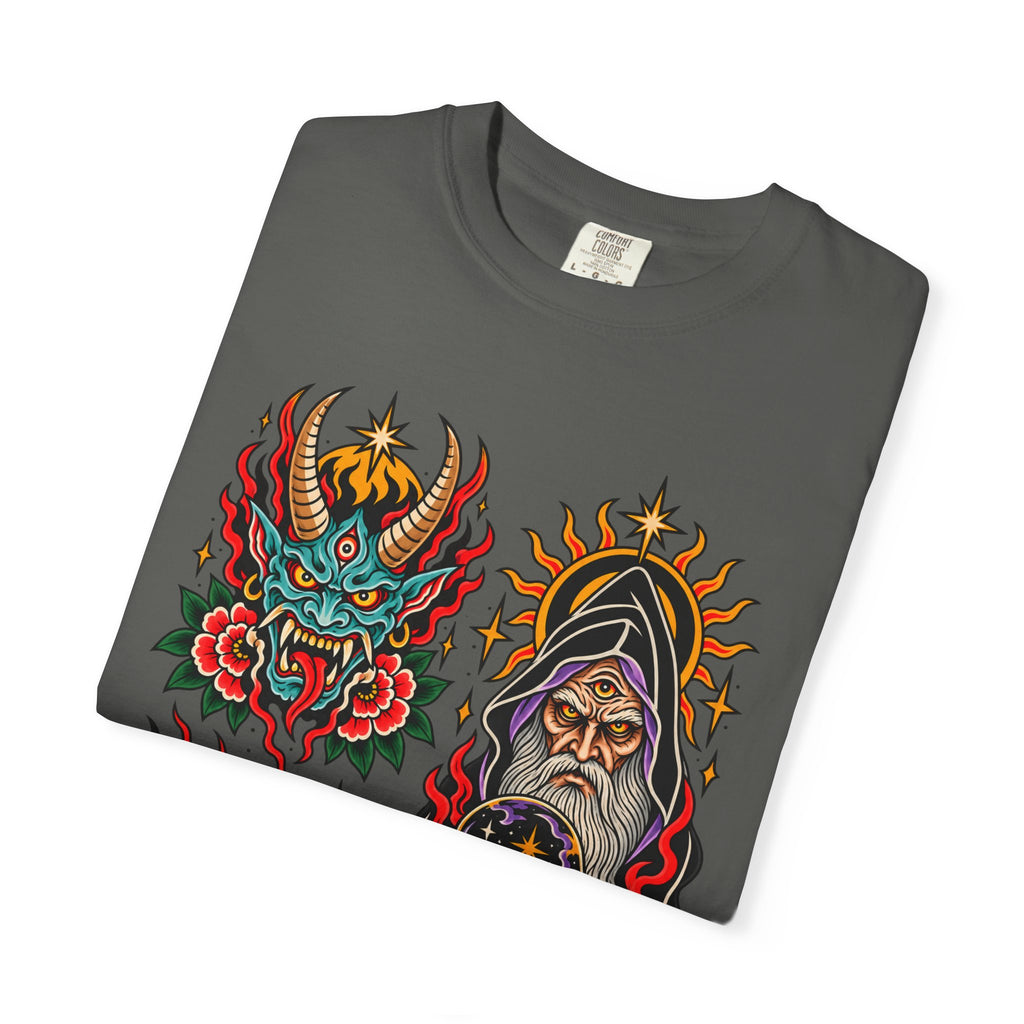 Wizard, Oni and Skull Tattoo Flash T-Shirt