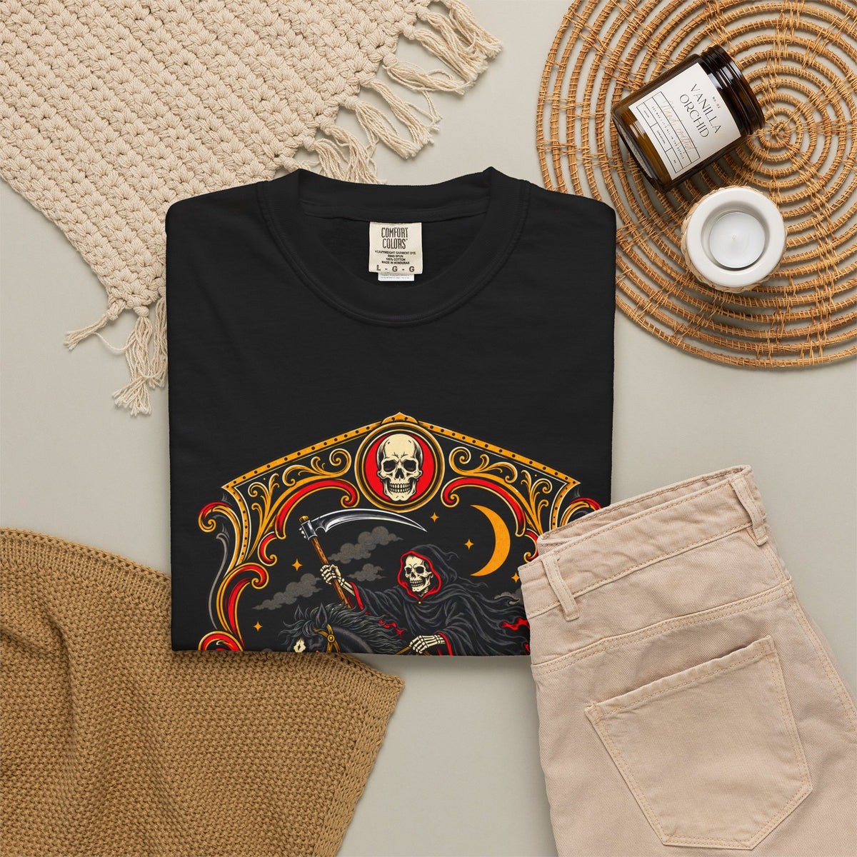 Grim Reaper Horseman Tattoo Flash T-Shirt