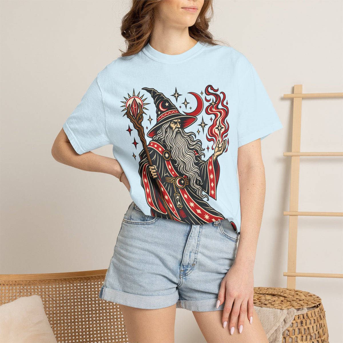 Fire Wizard Tattoo Flash T Shirt